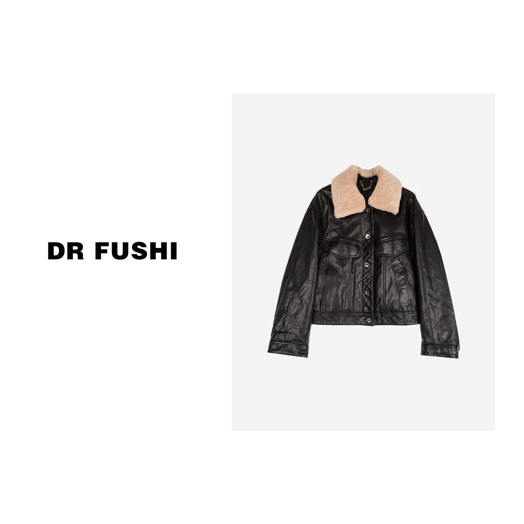 DR服饰“挚爱冬日”2023新款毛领充鹅绒绵羊皮羽绒服DR2312-0406