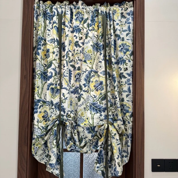 蓝色Waverly罗马吊带帘（宽130高180）（不含杆）