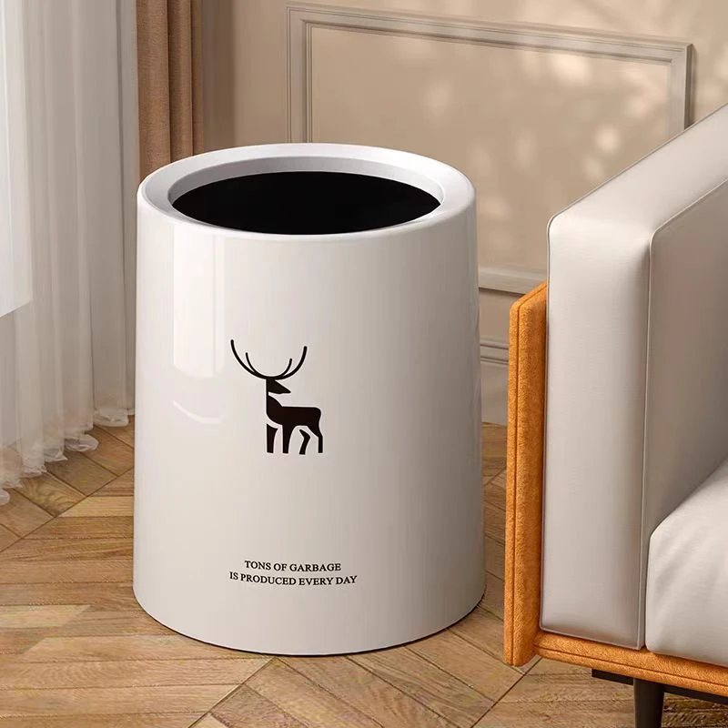 家用垃圾桶2024新款轻奢客厅卧室高颜值大小号容量双层网红卫生桶