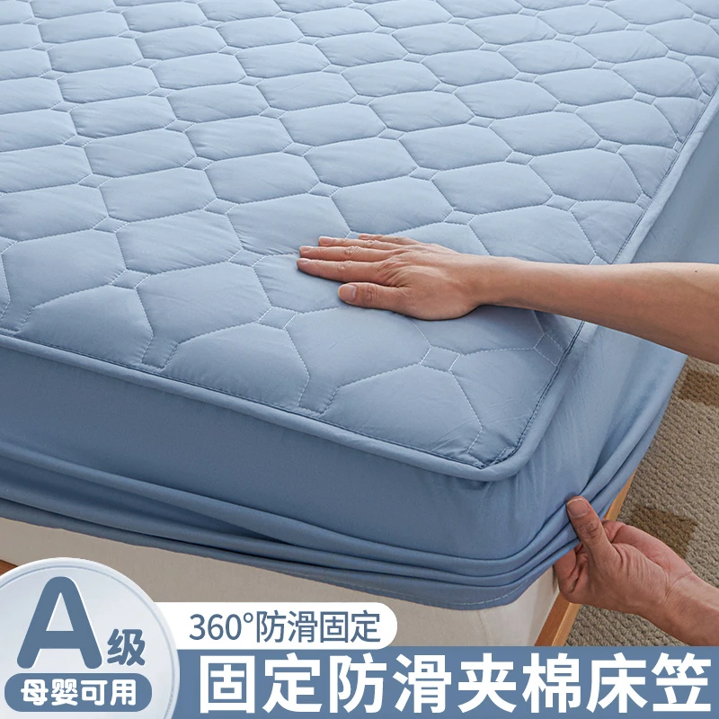夹棉床笠单件纯色加厚夹棉防滑床垫保护罩席梦思床垫罩四季通用款