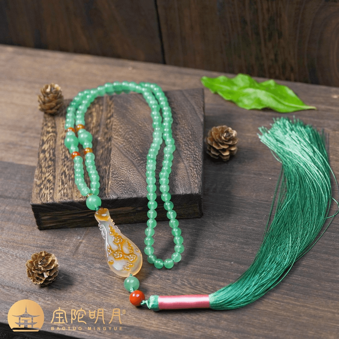【宝陀明月】东陵玉diy琵琶项链