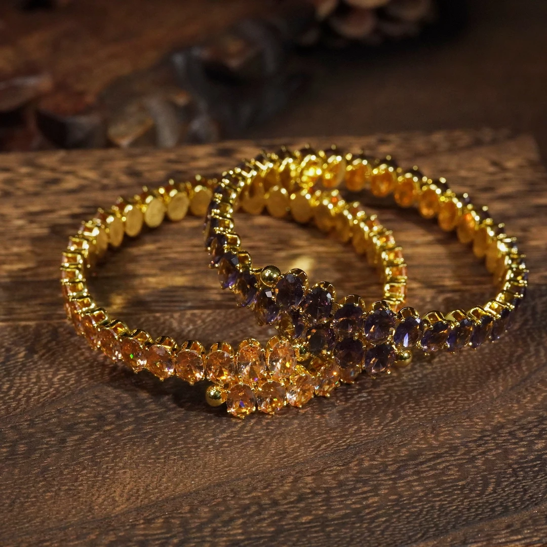 合金仿水晶手镯 【宝陀明月】手工切割面时尚镶嵌素款单圈手镯