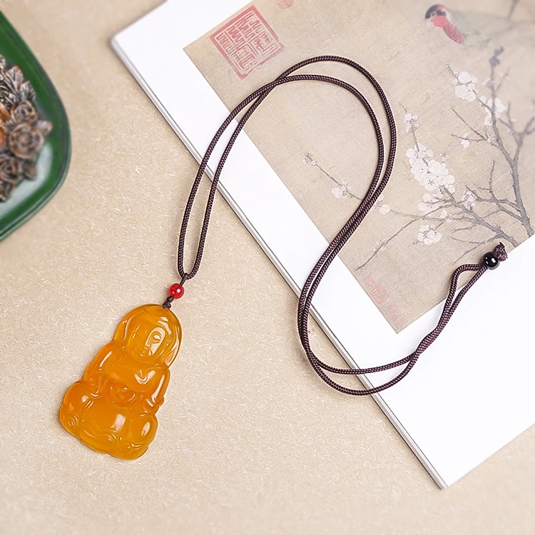 玛瑙吊坠【宝陀明月】玛瑙玉髓宝瓶观音吊坠
