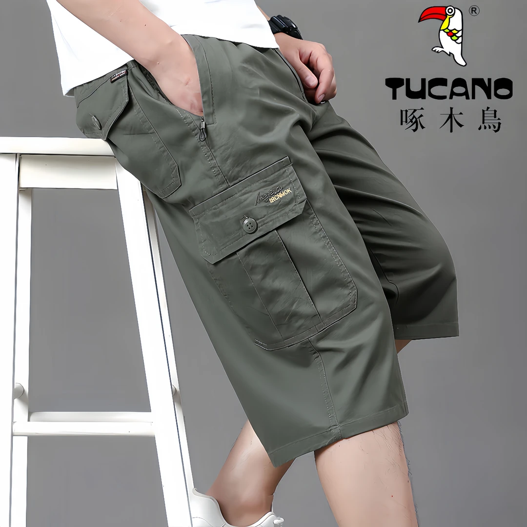 TUCANO/啄木鳥夏季男士风感波粒宽松休闲中裤薄款7分裤工装短裤男
