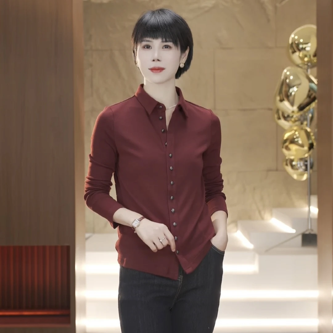 【渲渲推荐】H-F248秋季显瘦气质小版型设计感百搭收腰型单排扣衬衣