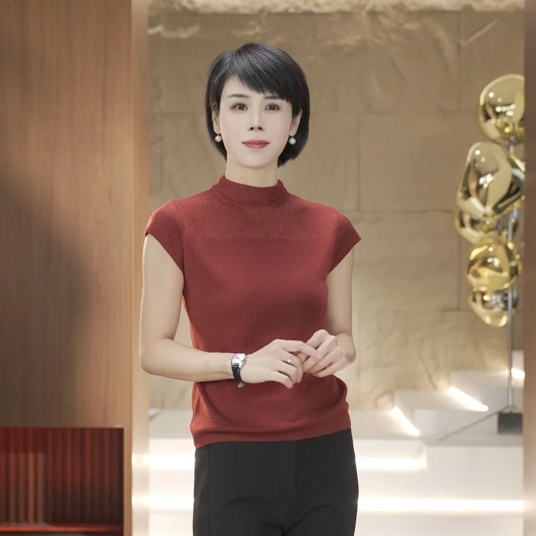 【渲渲推荐】TT-613夏季百搭时尚修身小高领烫钻星空气质洋气针织衫