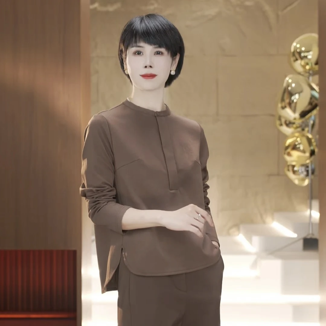 【渲渲推荐】H-F229早秋百搭时尚显瘦洋气减龄圆领休闲打底T恤