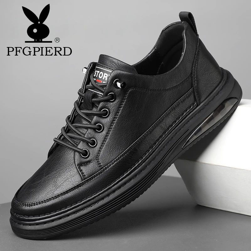 PFGPIERD正品男鞋透气软底休闲皮鞋韩版百搭板鞋青年男士透气潮鞋