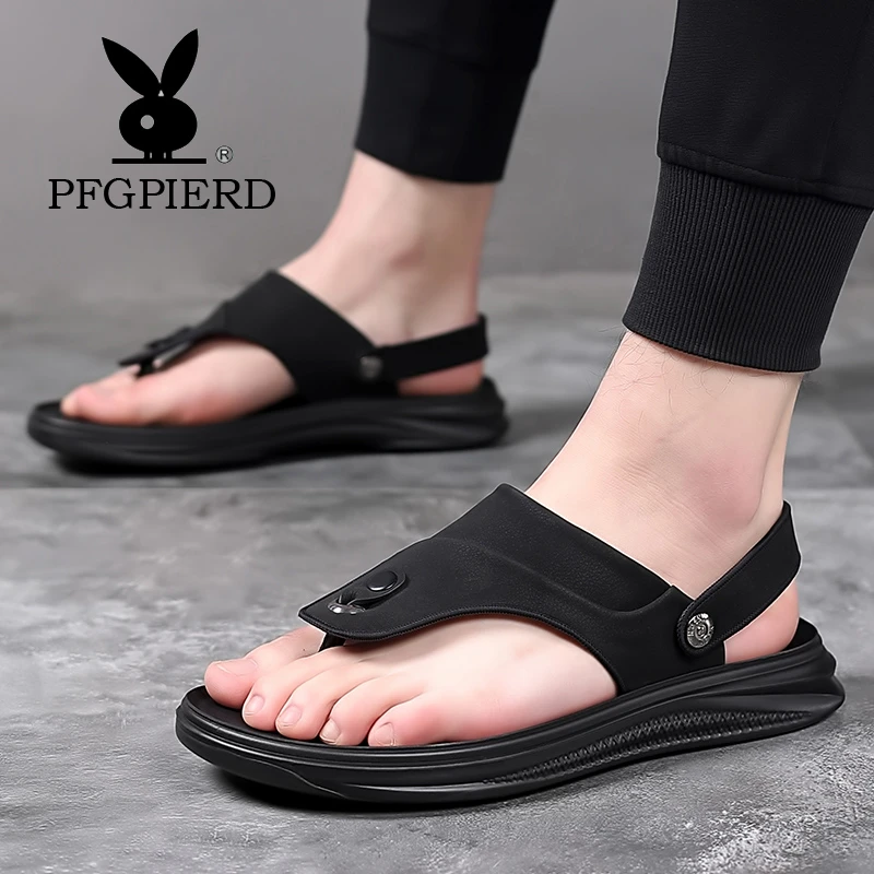 PFGPIERD正品男士沙滩鞋夏季透气休闲软底时尚百搭防滑两用拖鞋