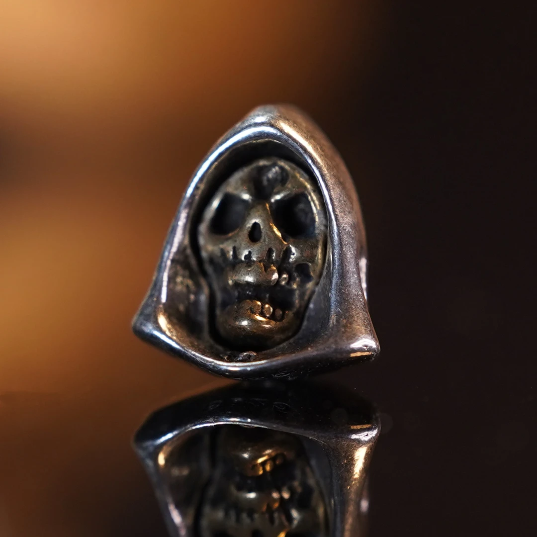 君大爷爱文玩 925银银制品 文玩配饰柏香帽子骷髅背云百搭个性