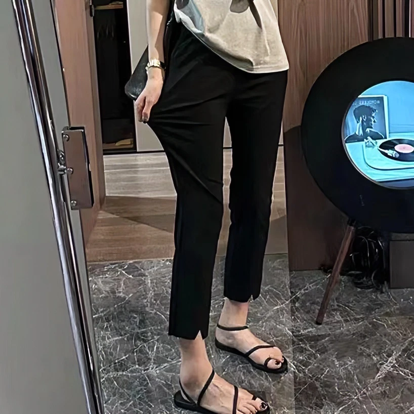 【郁儿严选】83882夏季新款百搭显瘦直筒休闲纸皮裤