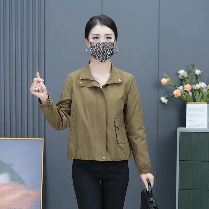 上衣风衣短款时尚休闲百搭大码显瘦洋气中老年春秋中年宽松外套
