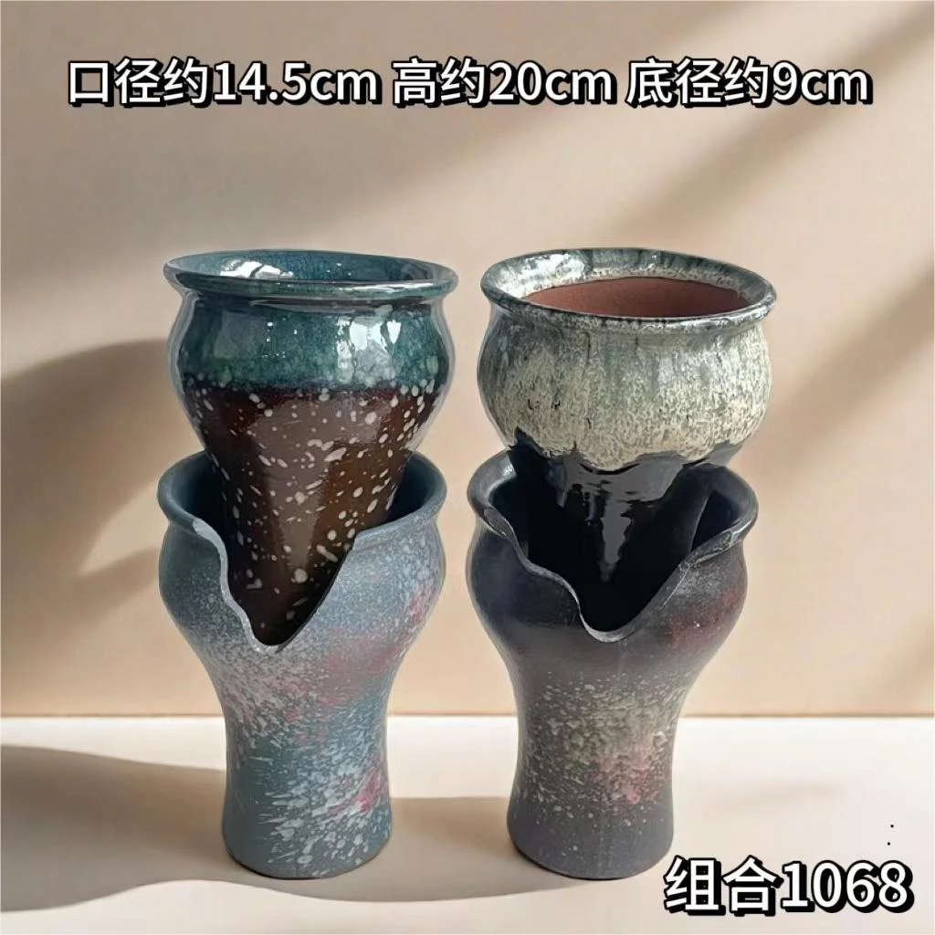 多肉花盆厂家直销陶瓷大号清仓简约大口径盆栽复古中国风