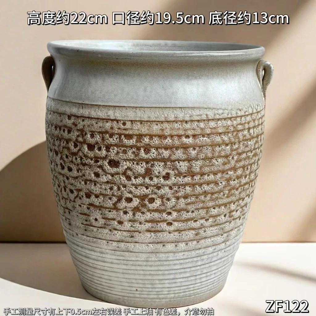 ZF122粗陶多肉手工高筒家用绿植盆茉莉花盆老桩简约花盆法师专用