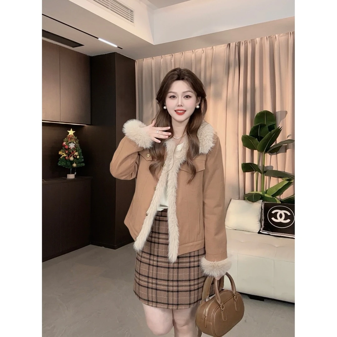 NANXU/楠序迪迪微胖女装2024冬季显瘦时尚加厚保暖外套上衣DD8700