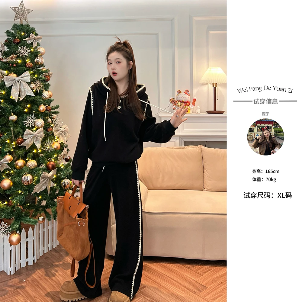 NANXU/楠序魏魏【慵懒套装】微胖女装 时尚显瘦高档两件套YZ33179