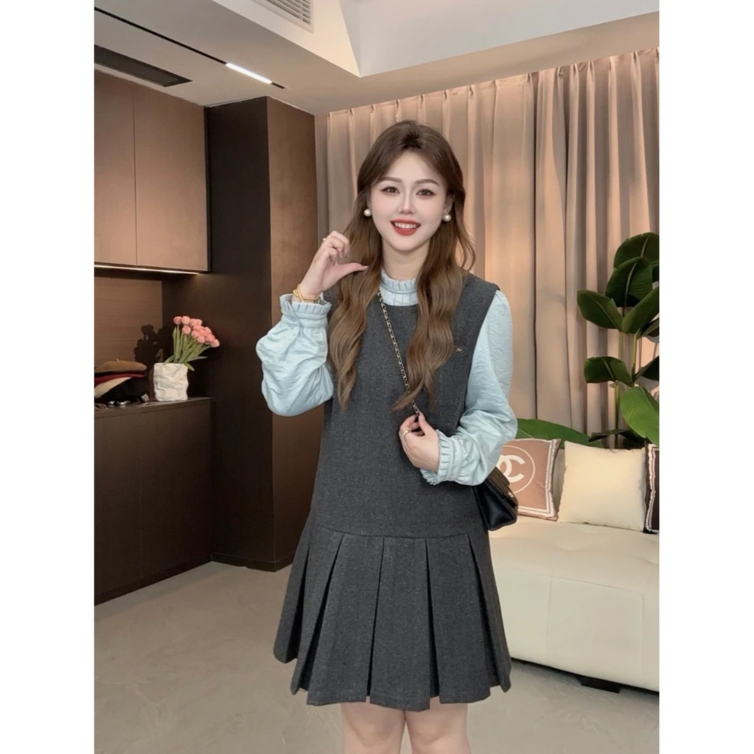 NANXU/楠序迪迪微胖女装2024秋季套装显瘦裙子高贵两件套女DD8590