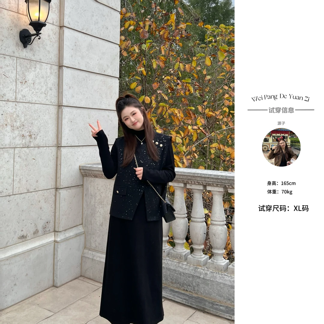 NANXU/楠序魏魏【月落星河】微胖女装 2024年秋冬减龄三件套YZ33289