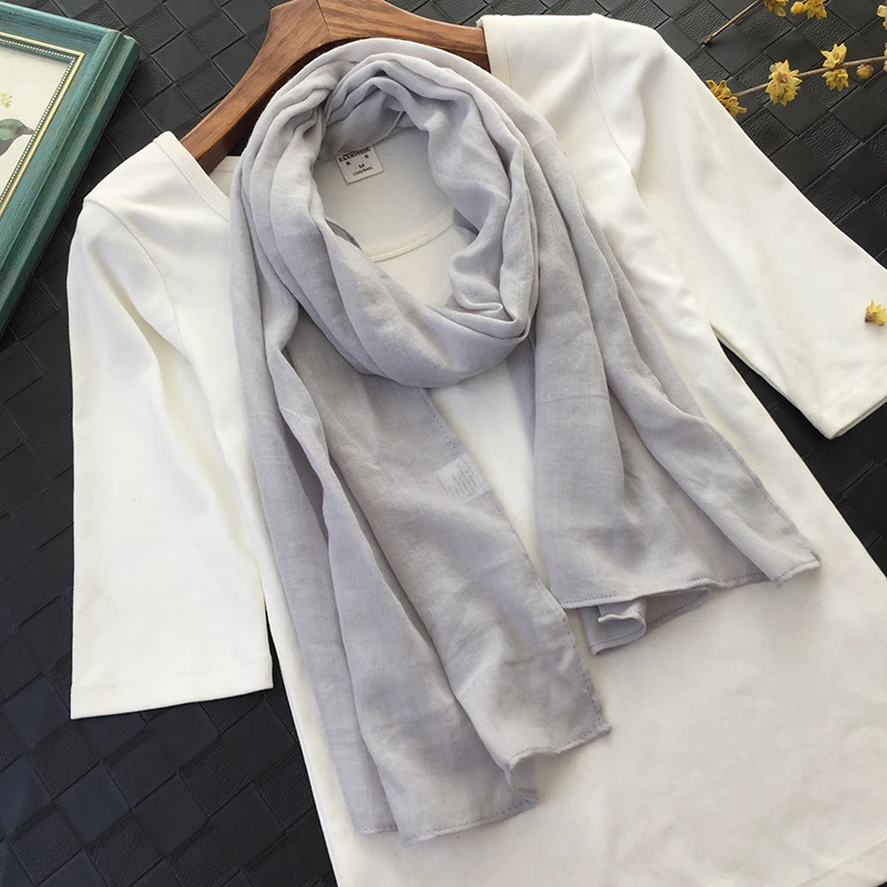 短款棉麻围巾女秋冬薄长条丝巾纯色文艺百搭空调披肩护颈围脖装饰