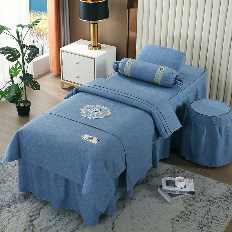 高端轻奢美容床罩四件套美容院理疗按摩SAP床罩四季通用美容床套