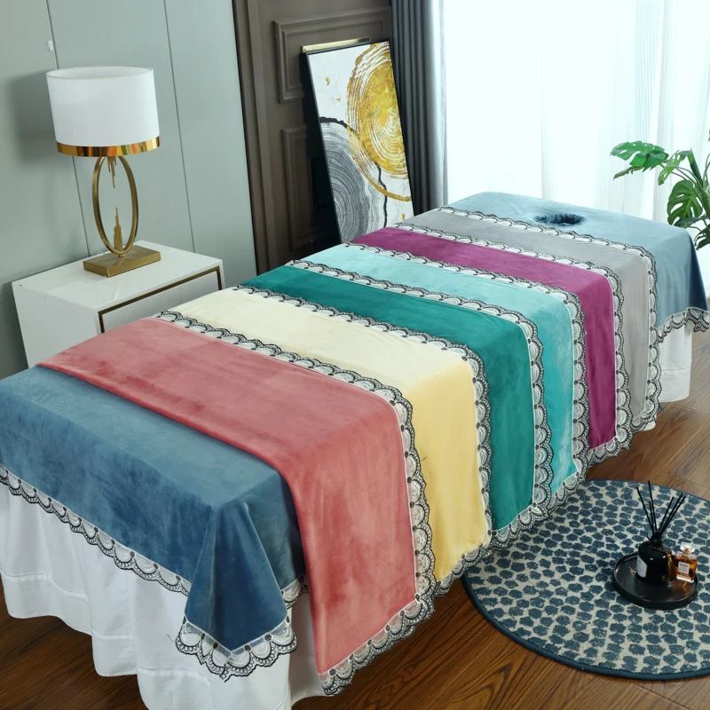 美容院美体按摩推拿足疗头疗床专用水晶绒超柔床单美容床床单定制