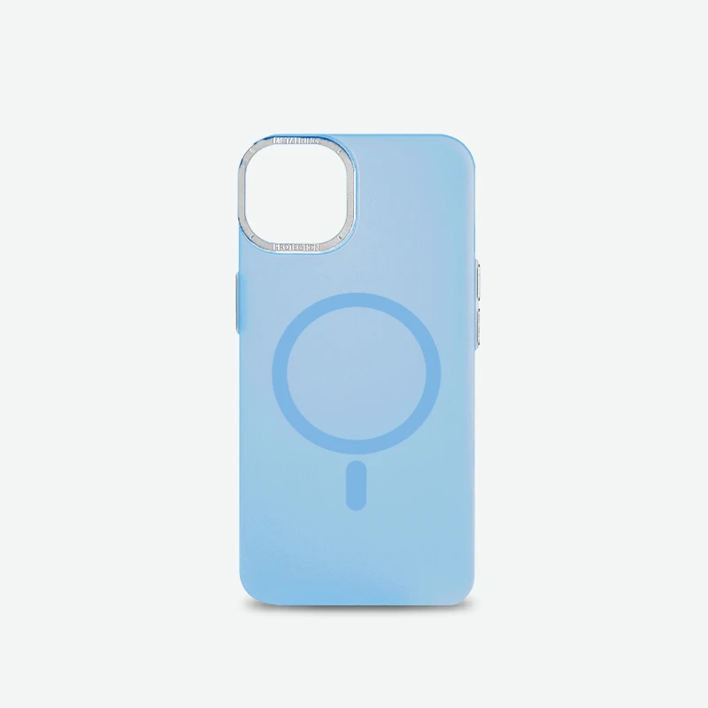 PC硬壳磁吸磨砂透蓝色适用iPhone15promax手机壳14苹果13防指纹12