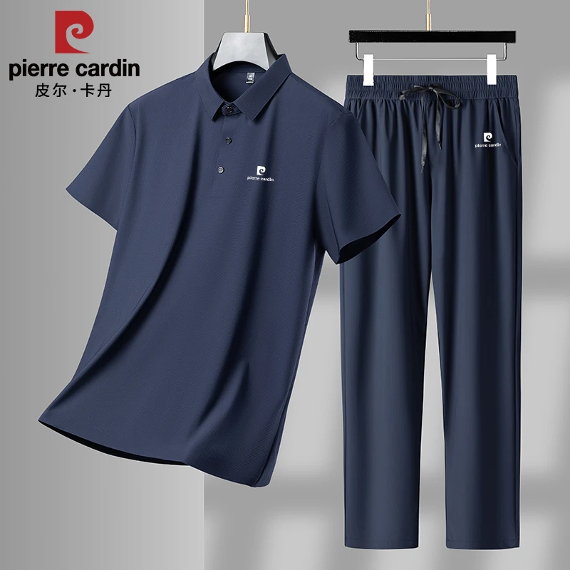 皮尔卡丹男士高档时尚休闲套装夏季薄款运动舒适透气裤子两件套潮