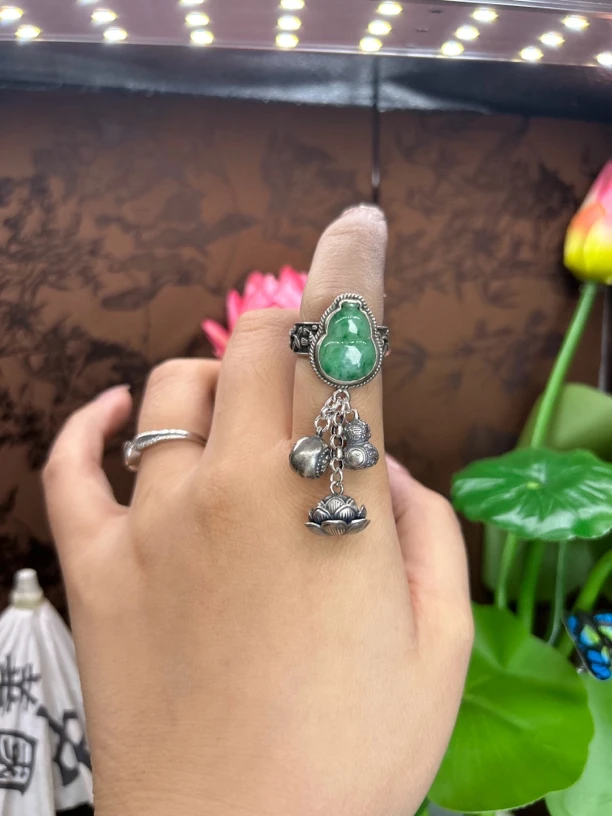 925银戒指 小郑家纯银手工簪刻熊猫戒指