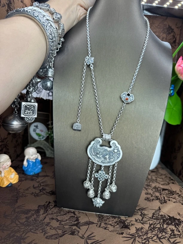 链子925银 小郑家纯银锁复古银色