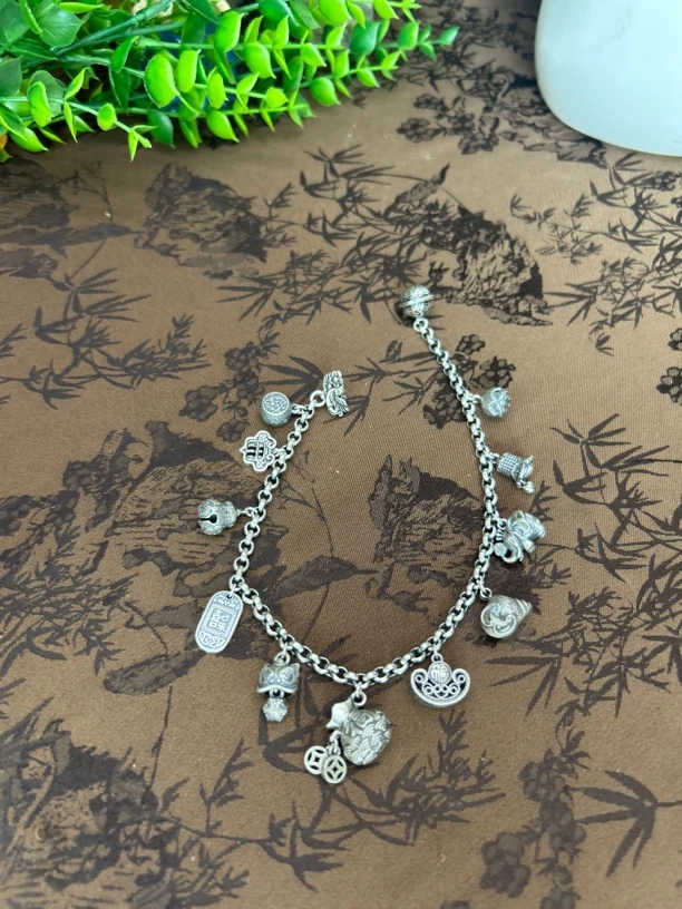 925银脚链 小郑家纯银手工脚链