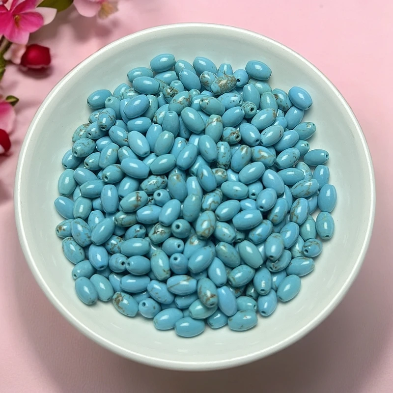 天然散珠 菱锰矿小米珠(浅蓝)【L039】8x5mm 25颗9.9元