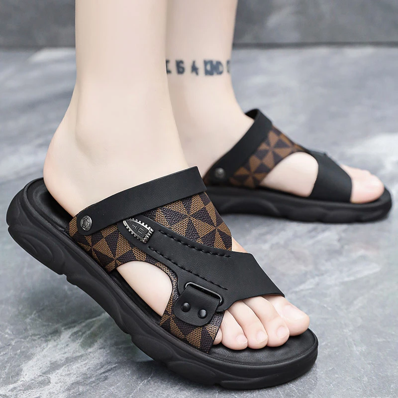 凉鞋男2025新款夏季外穿防滑耐磨开车拖鞋男士软底运动沙滩鞋凉鞋