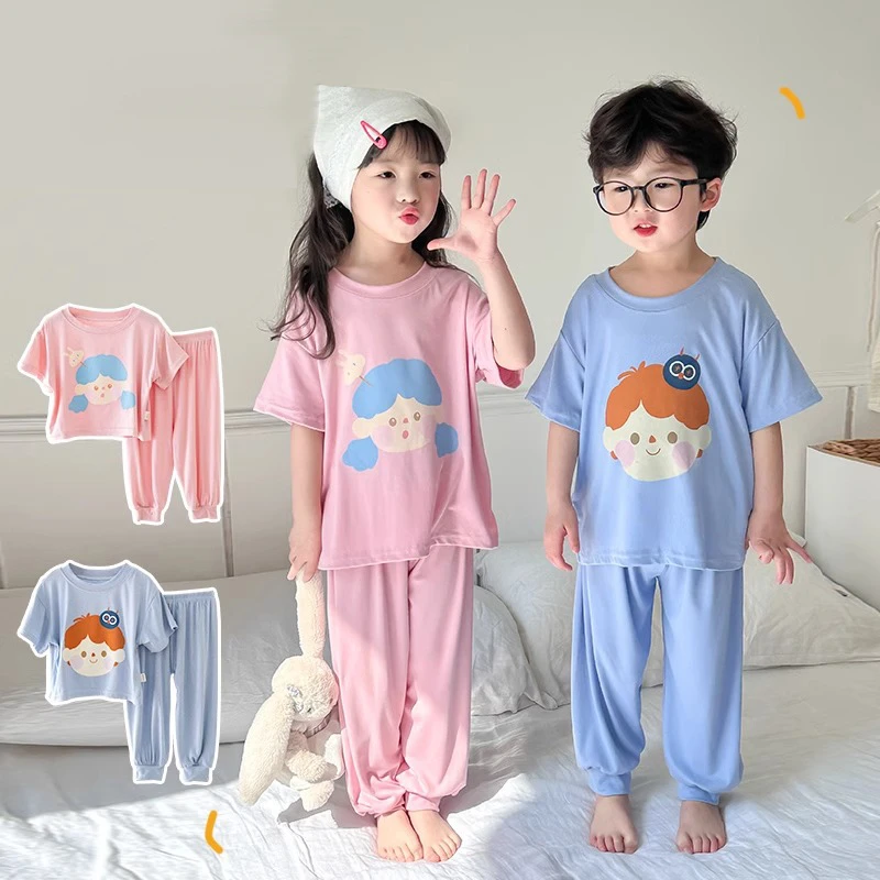 儿童款家居服睡衣夏天宽松中大童小童卡通空调服儿童洋气夏季薄款