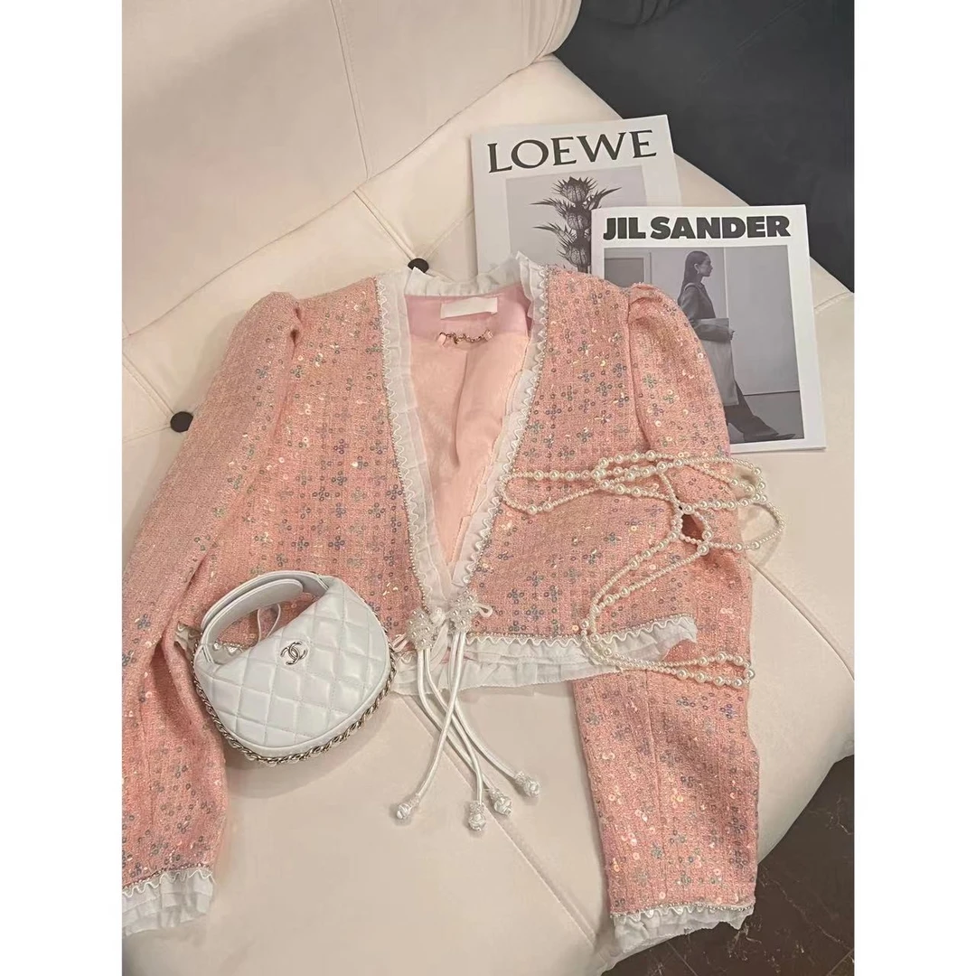 W·HAHA【回馈价】【闪烁】法式上衣气质迷人小香风外套A012