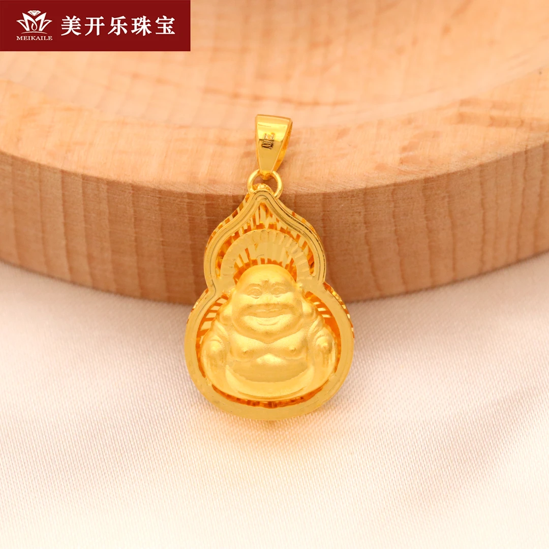 【优001】美开乐足金小佛公吊坠福字闪面黄金挂坠百搭时尚黄金首饰