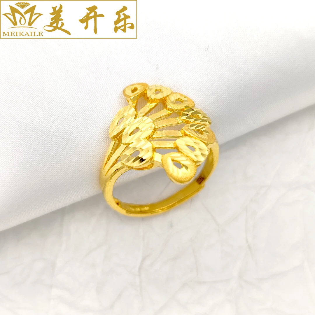 p3110美开乐孔雀尾戒戒指足金开口百搭按克卖女款黄金首饰直播