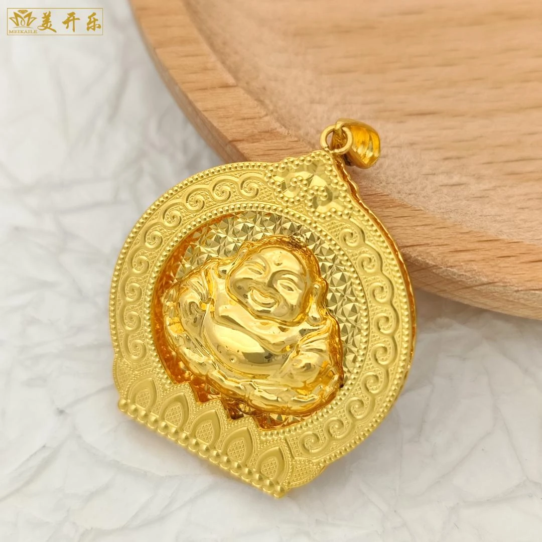 P210美开乐黄金吊坠佛公弥勒佛亮面999足金挂坠黄金首饰直播男女