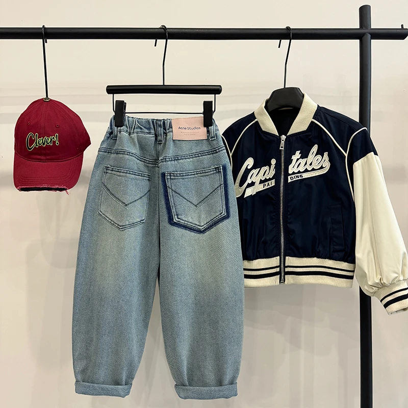 现货-【兔小呗】萌娃穿搭休闲宽松水洗牛仔日常裤子HAM4051