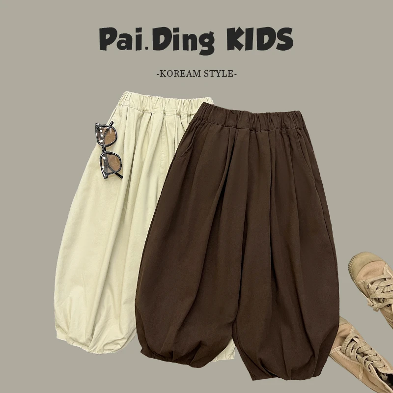 【兔小呗】秋装儿童韩版时尚气质纯色休闲宽松阔腿裤SJ4098