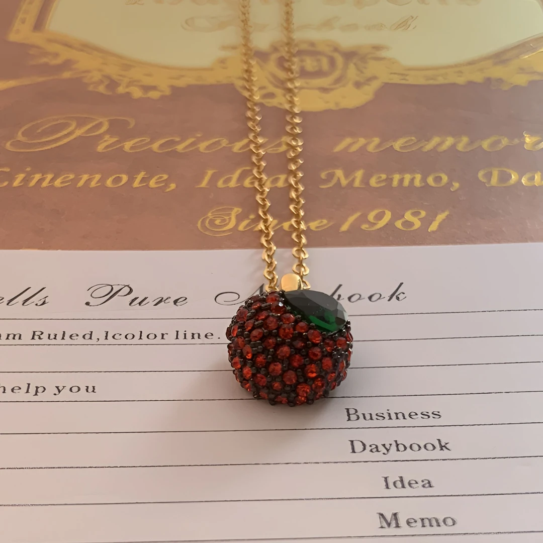 铜合金项链 可爱甜美红点点项链气质百搭坠链