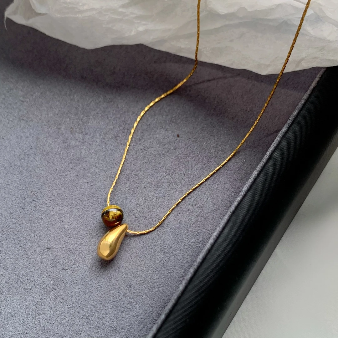 铜项链 美拉德轻奢水滴气质颈链女