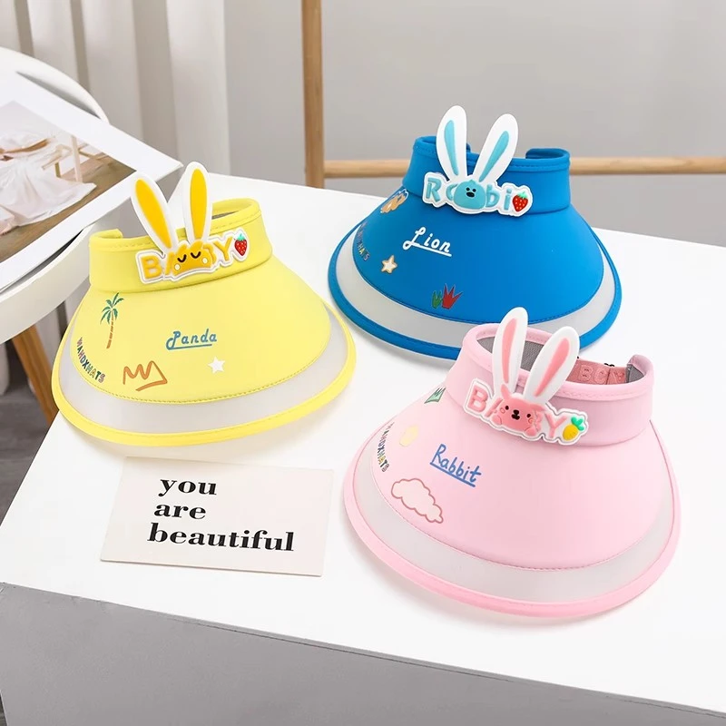 宝宝防晒帽卡通可爱小兔子女宝宝遮阳帽夏季男童可调节儿童大檐帽