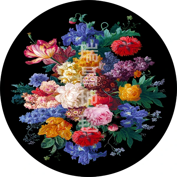 现代防尘圆形地毯金钻绒菜垫牡丹花摇椅边几小茶几圆桌家用垫子