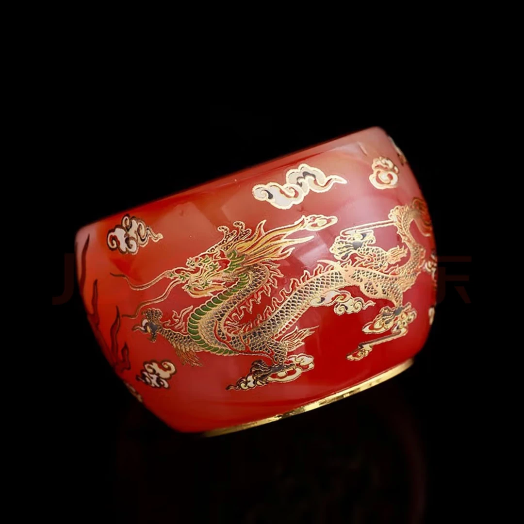 龙凤呈祥琉璃杯红色主人杯品茗杯茶杯水杯喝茶喝水精美无礼盒