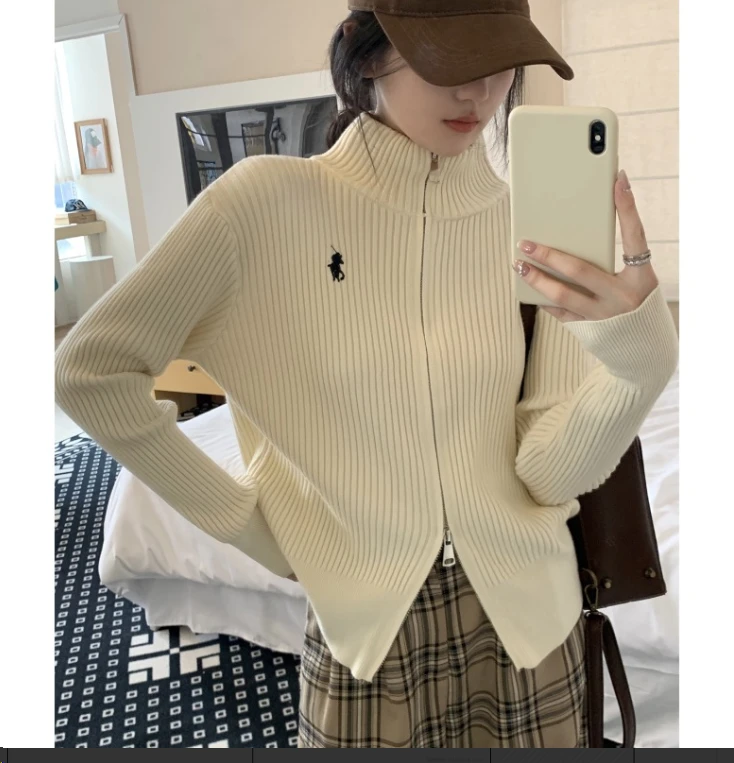 v8050女士针织开衫韩式女毛衣外穿宽松百搭风洋气高领上衣外套