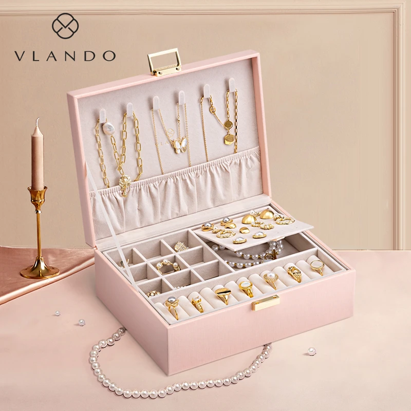 VLANDO/唯兰朵首饰收纳盒耳环钉项链饰品盒首饰盒精致大容量