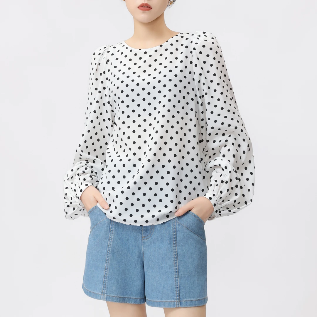 AMASS/阿玛施 新款长袖气质时尚休闲百搭波点韩版女装衬衣5301128