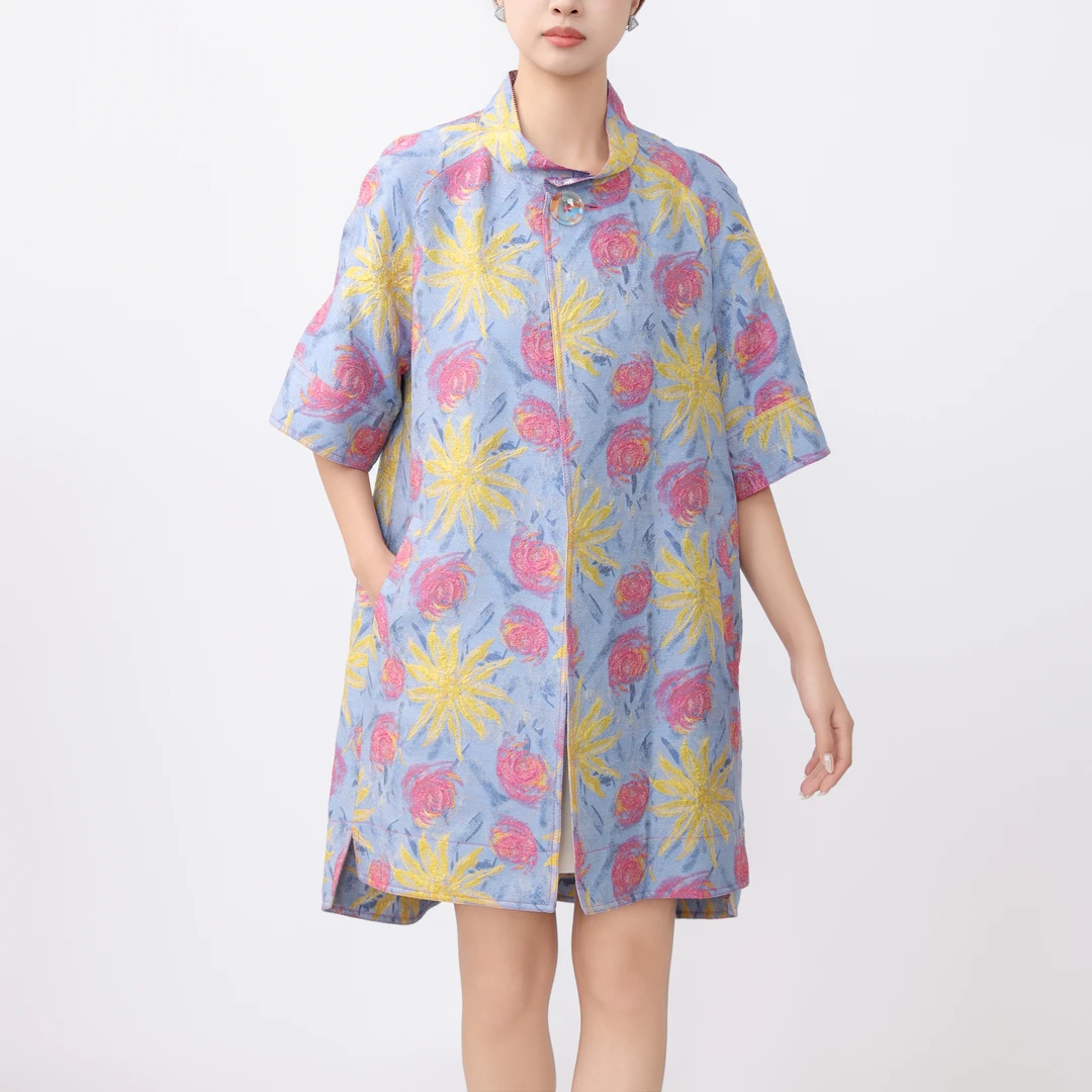 limil/丽米儿秋季绣花新中式气质时尚长袖中长款女士外套9400159