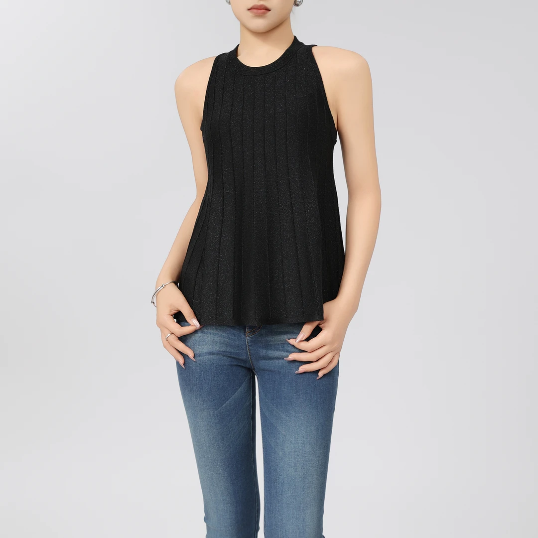 limil/丽米儿贴身无袖针织衫冬季美式内搭条纹时尚背心上衣938006