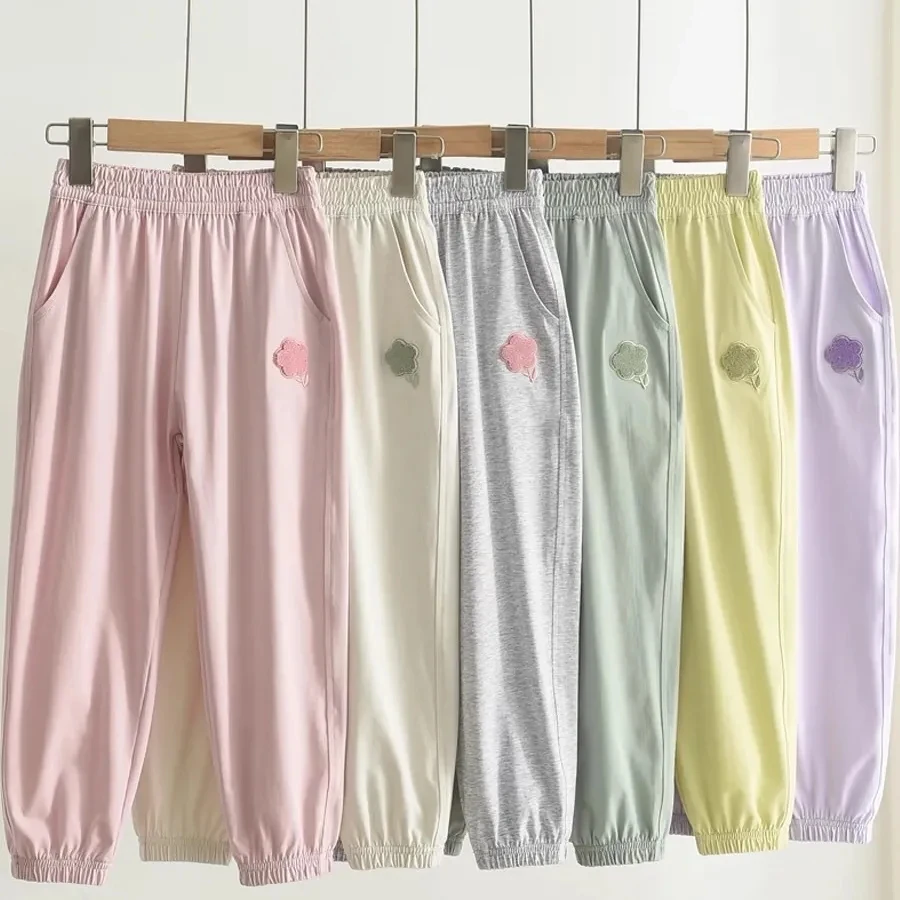 洋气童装2024春夏末早秋款儿童女童棉运动裤女童裤中大童束口防晒
